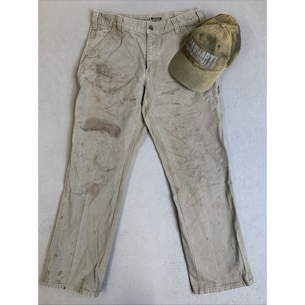 Carhartt Pants Men's Size 32X30 Relaxed Fit Rugged Flex BN3279-M (Hat Included)
